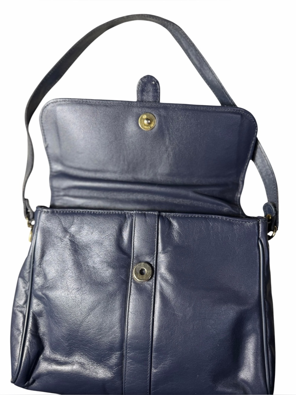 Etienne Aigner Vintage 80s Y2K Bag genuine Leather Navy Shoulder Handbag EUC - Picture 7 of 15
